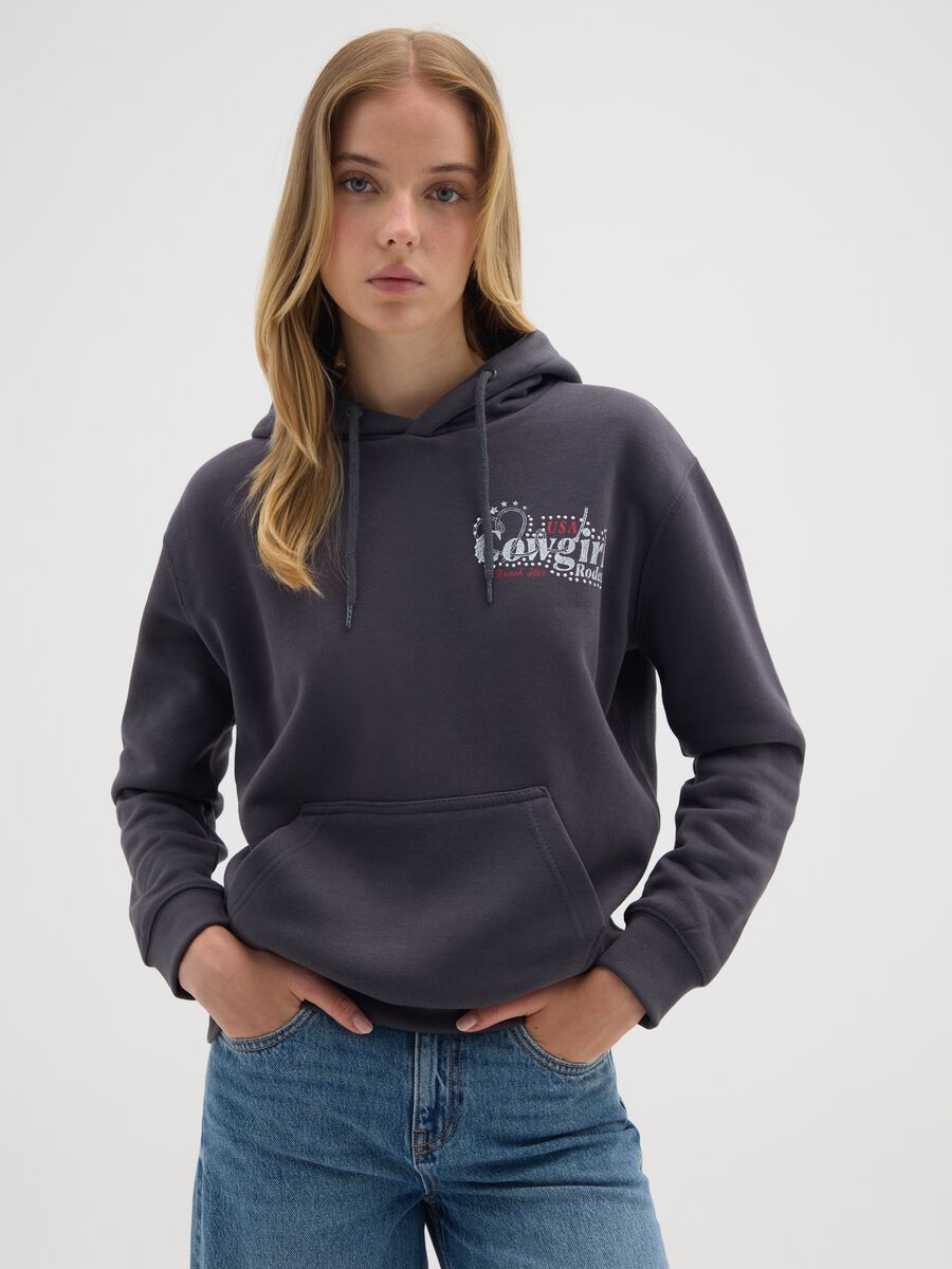 Black cotton blend sweatshirt with regular fit_0