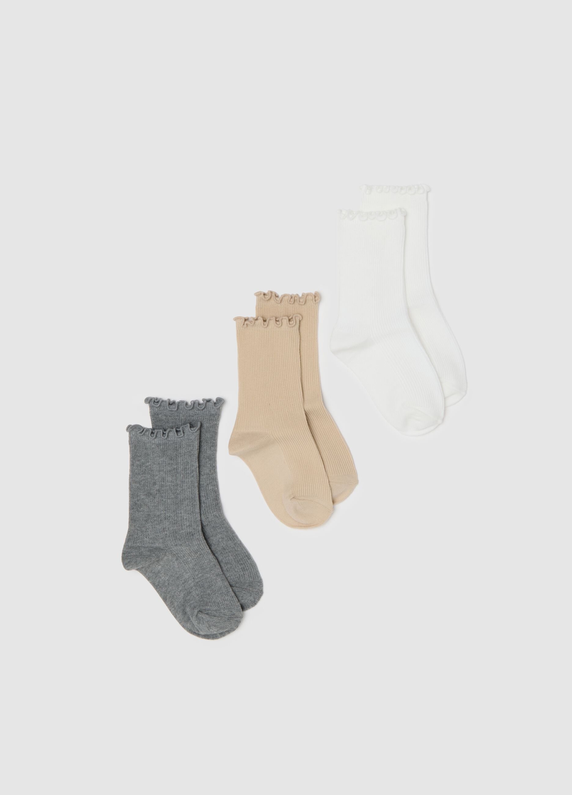 Girl's Multicolour Stretch Cotton Sock Tripack