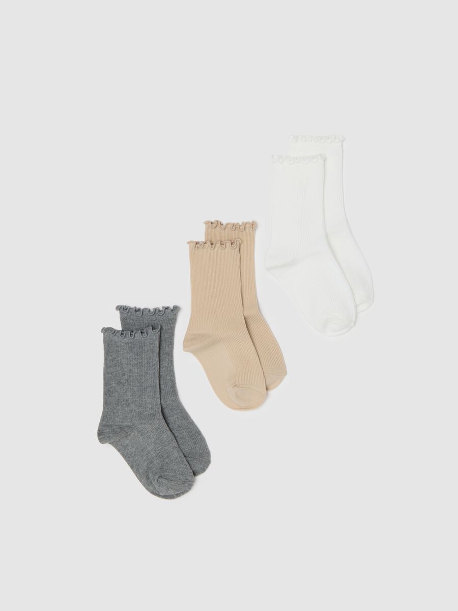 Girl's Multicolour Stretch Cotton Sock Tripack_0
