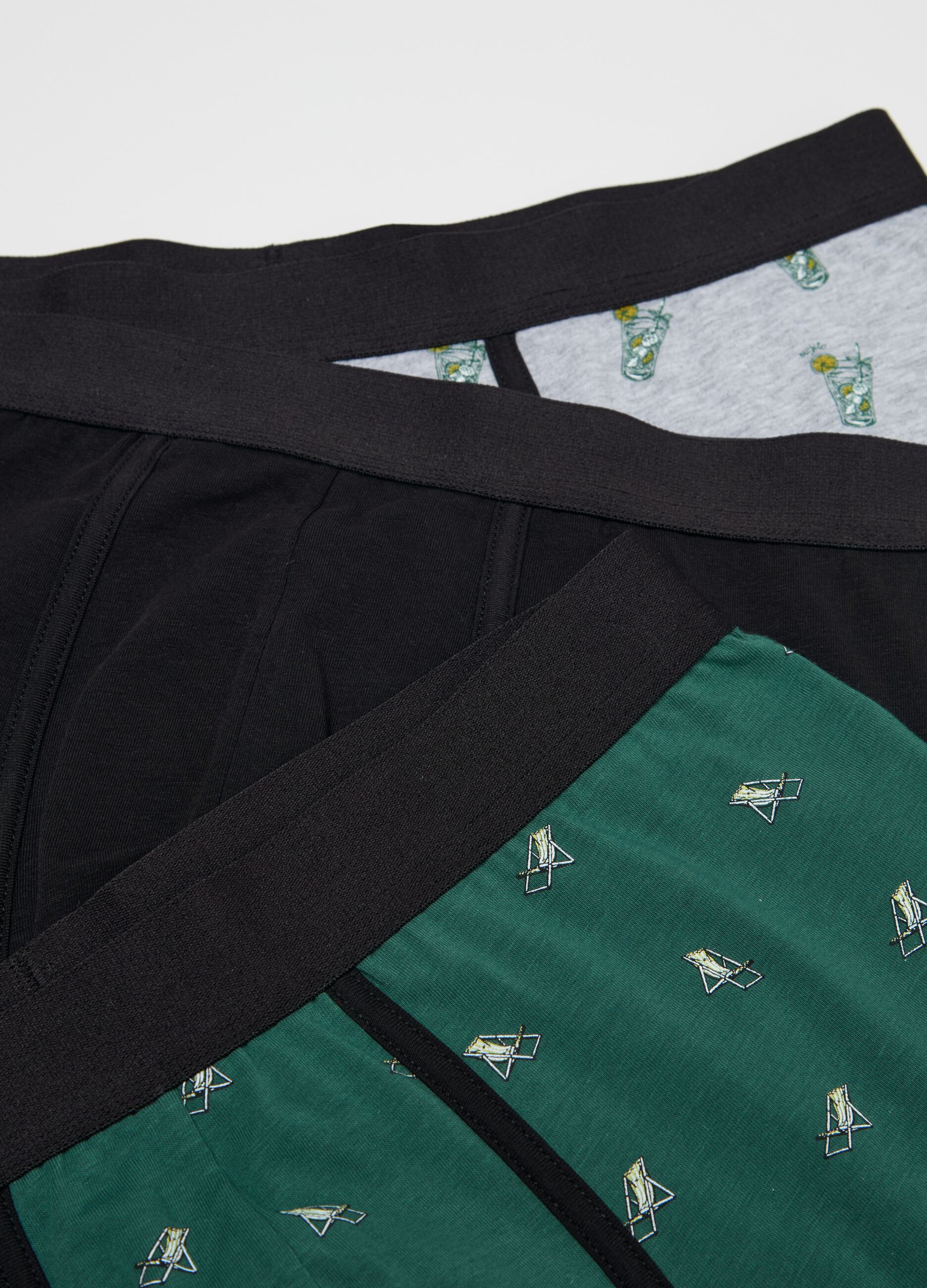 Three-pack boxers in stretch cotton with print