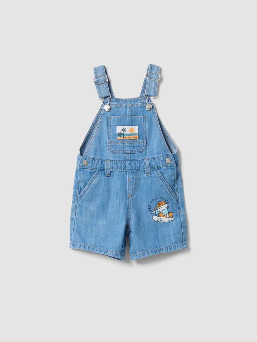 Salopette in puro cotone denim azzurro da bimbo regular fit_0
