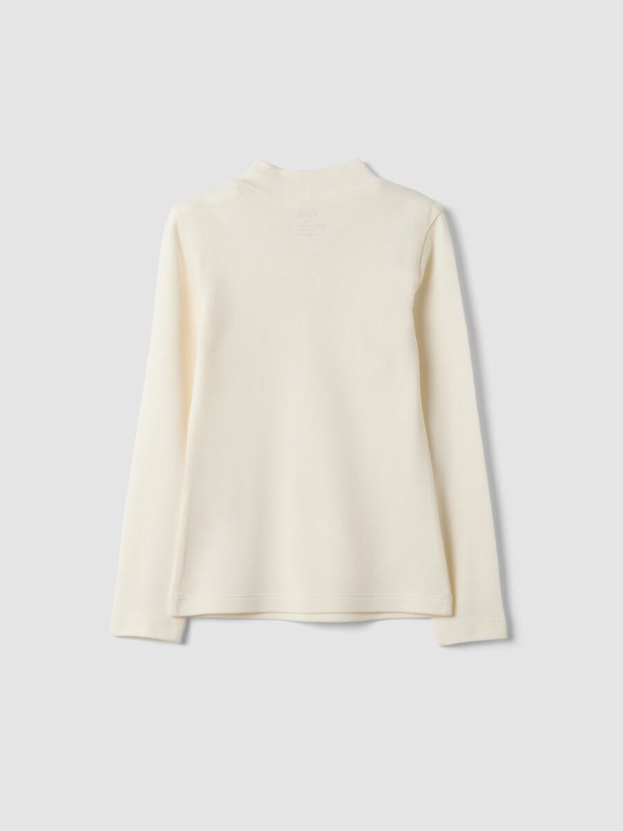 White pure organic cotton T-shirt with raised neck_1