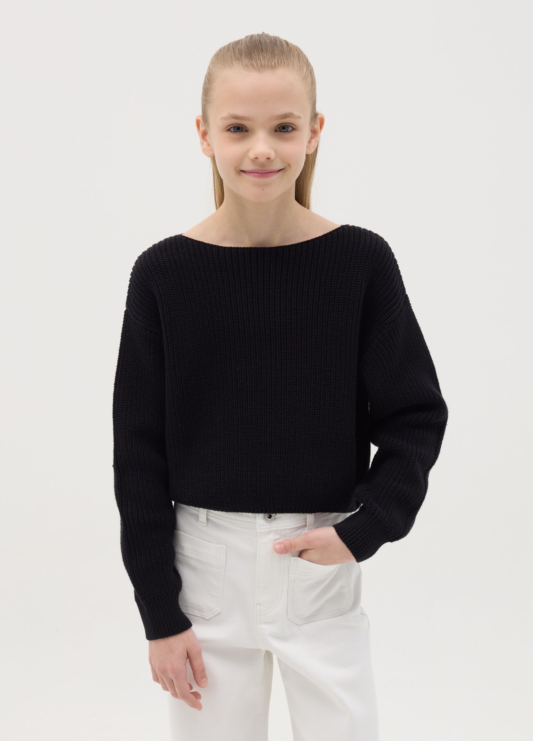 Knit crop pullover