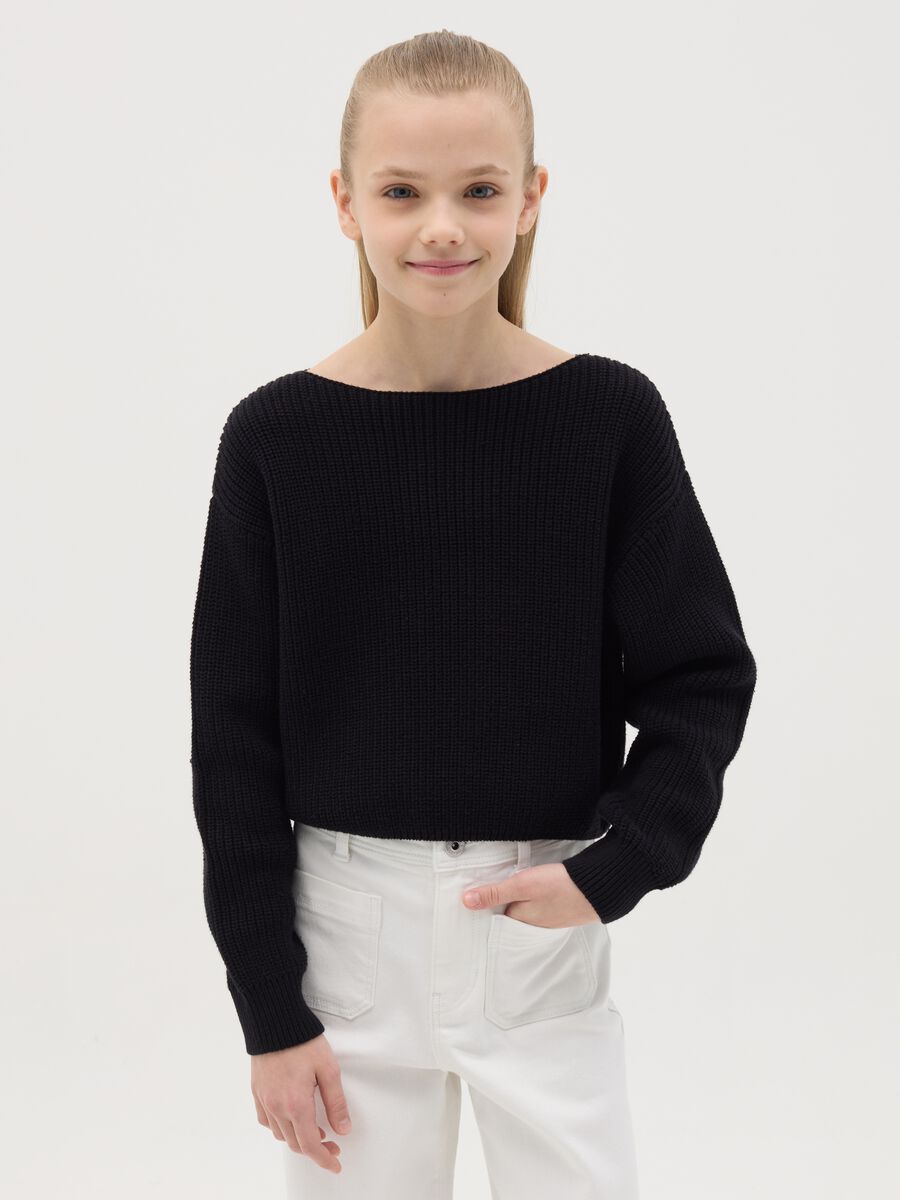 Knit crop pullover_0