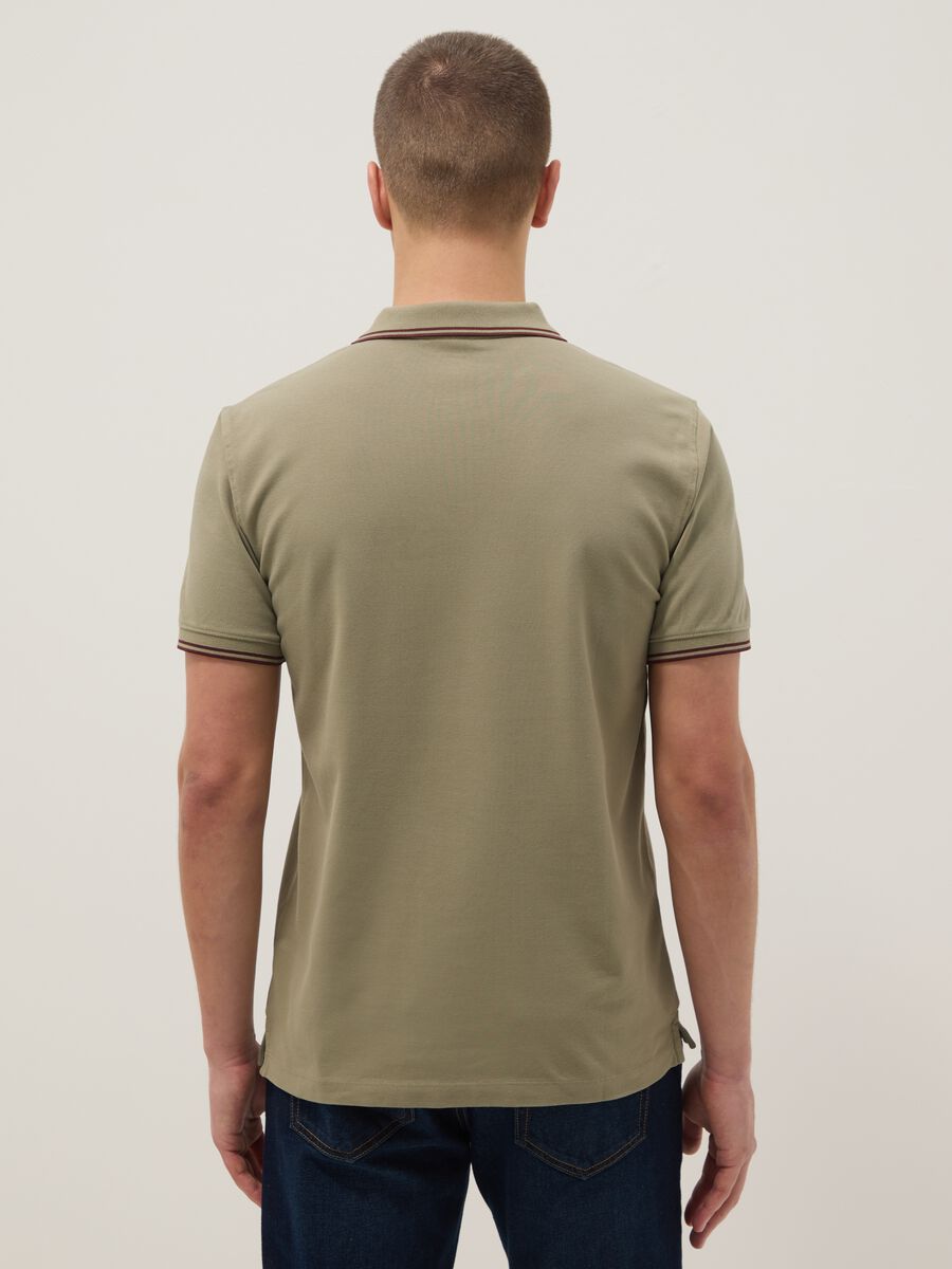 Green stretch cotton polo shirt, regular fit_2