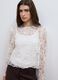 Blusa bianca in misto cotone con pizzo floreale slim fit_0