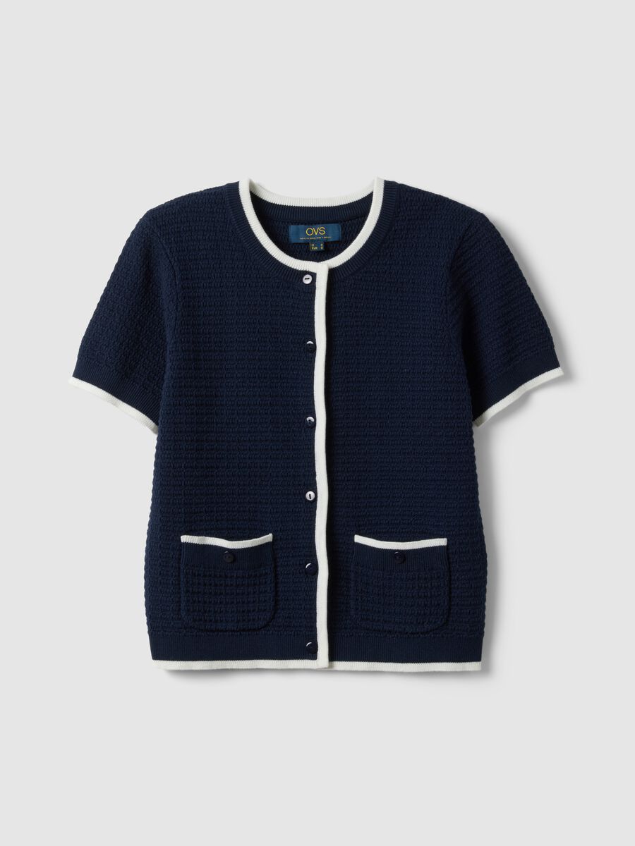 Cardigan blu in puro cotone regular fit con bottoni_4