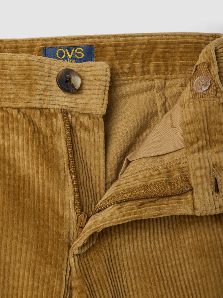 Pantaloni chino gialli in cotone elasticizzato a coste regular fit_2