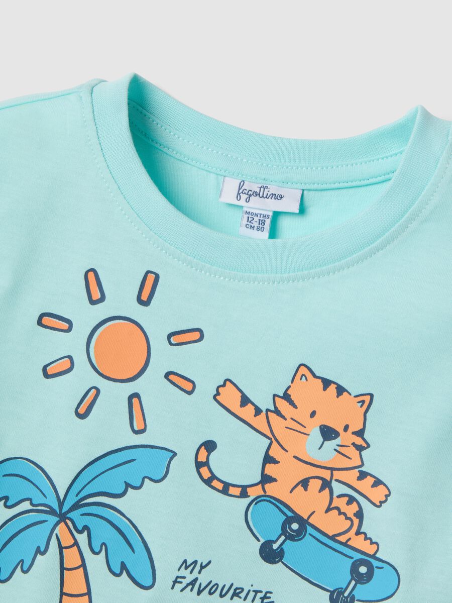 Multicolour pure cotton regular fit set for boys - T-shirt and shorts_2