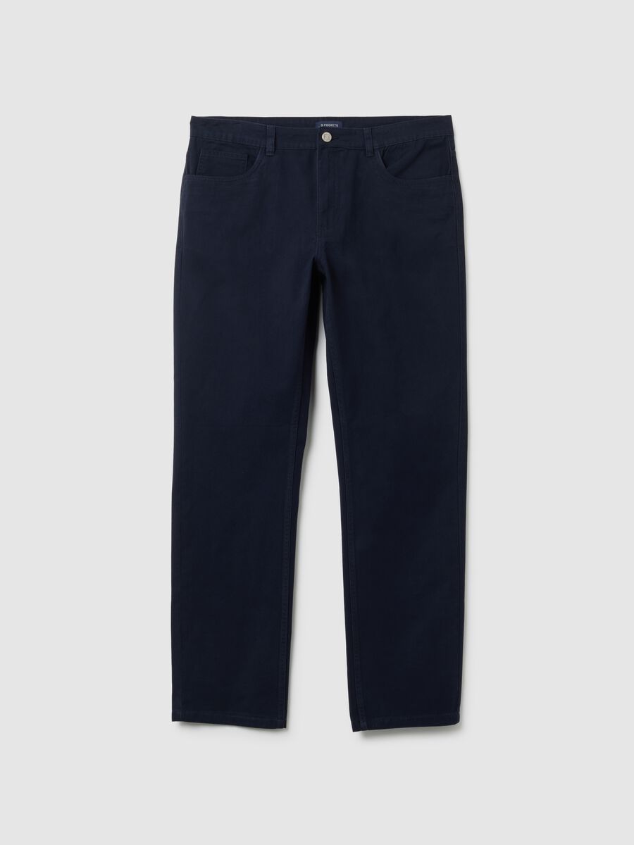 Regular Fit Blue Pure Cotton Trousers_4