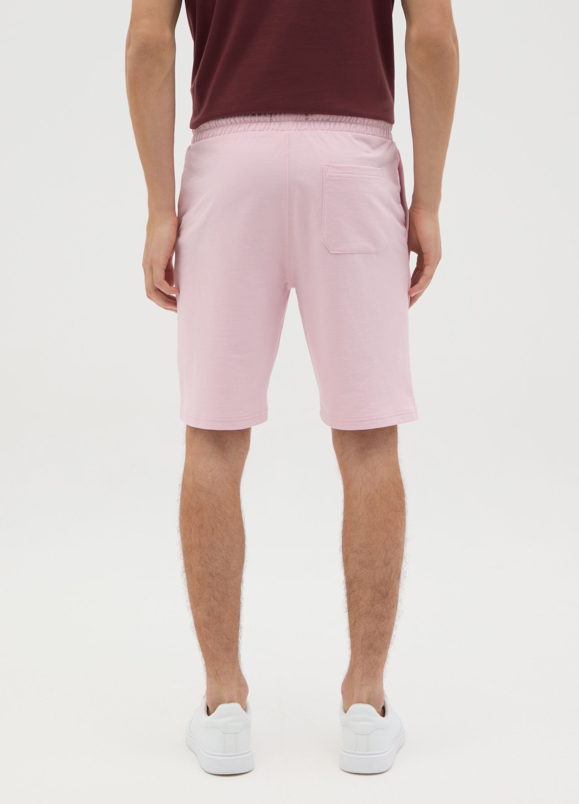 Men's pink cotton blend shorts regular fit with back pocket