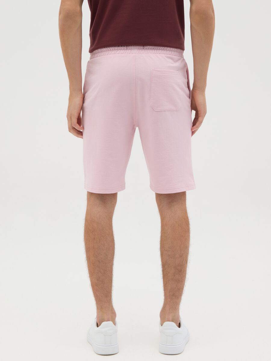 Men's pink cotton blend shorts regular fit with back pocket_3