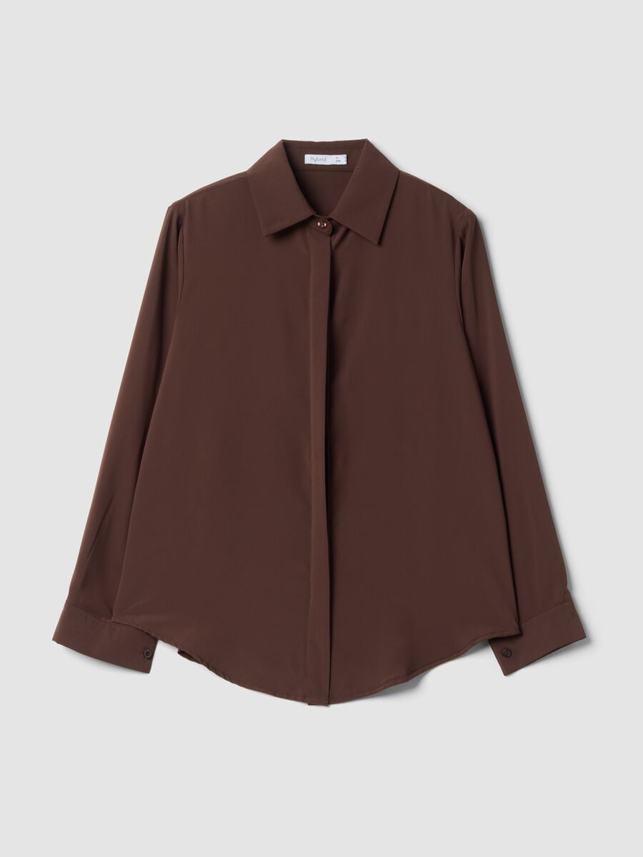 Brown regular-fit shirt with classic collar_0