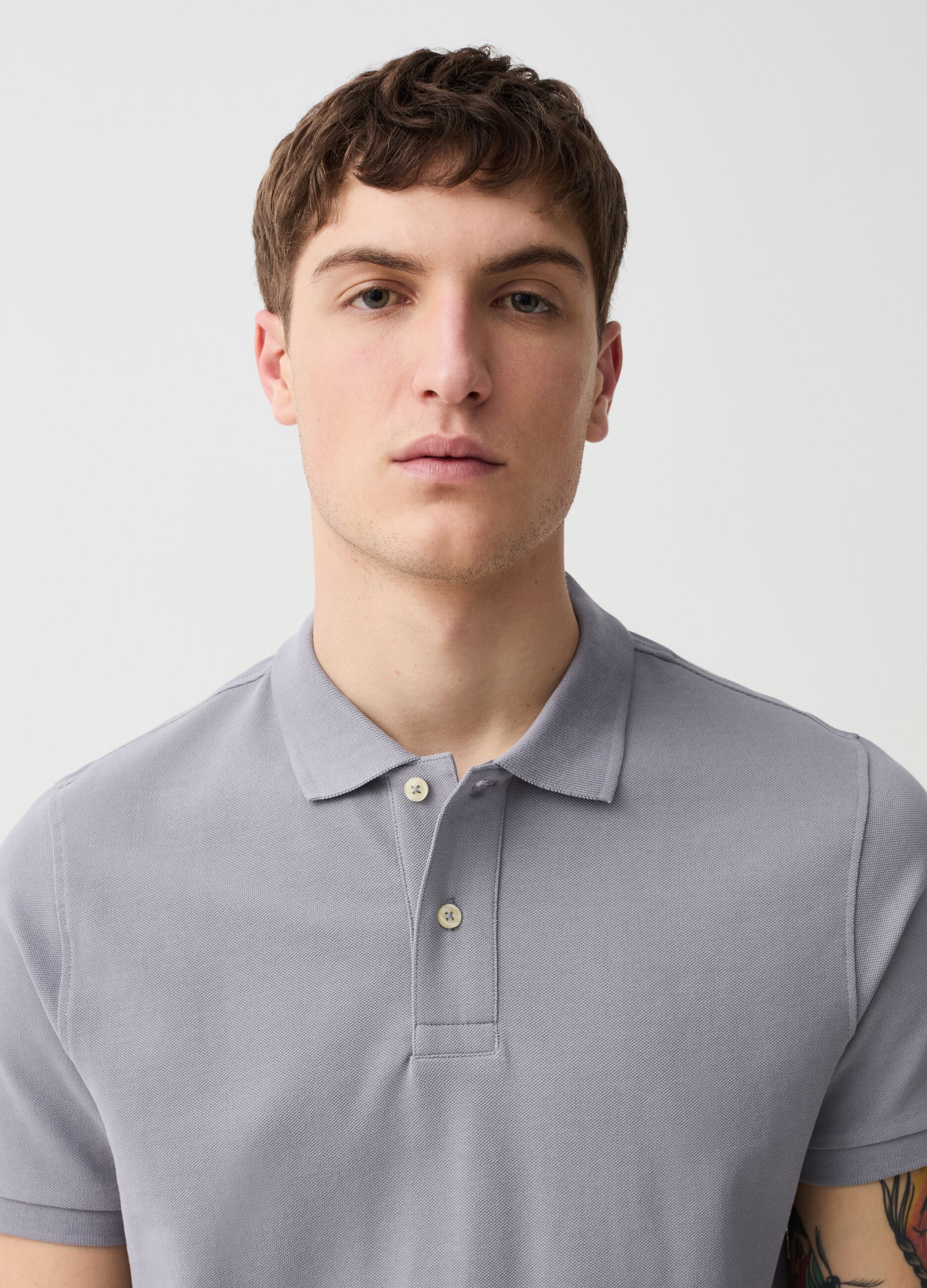 Organic cotton pique polo shirt