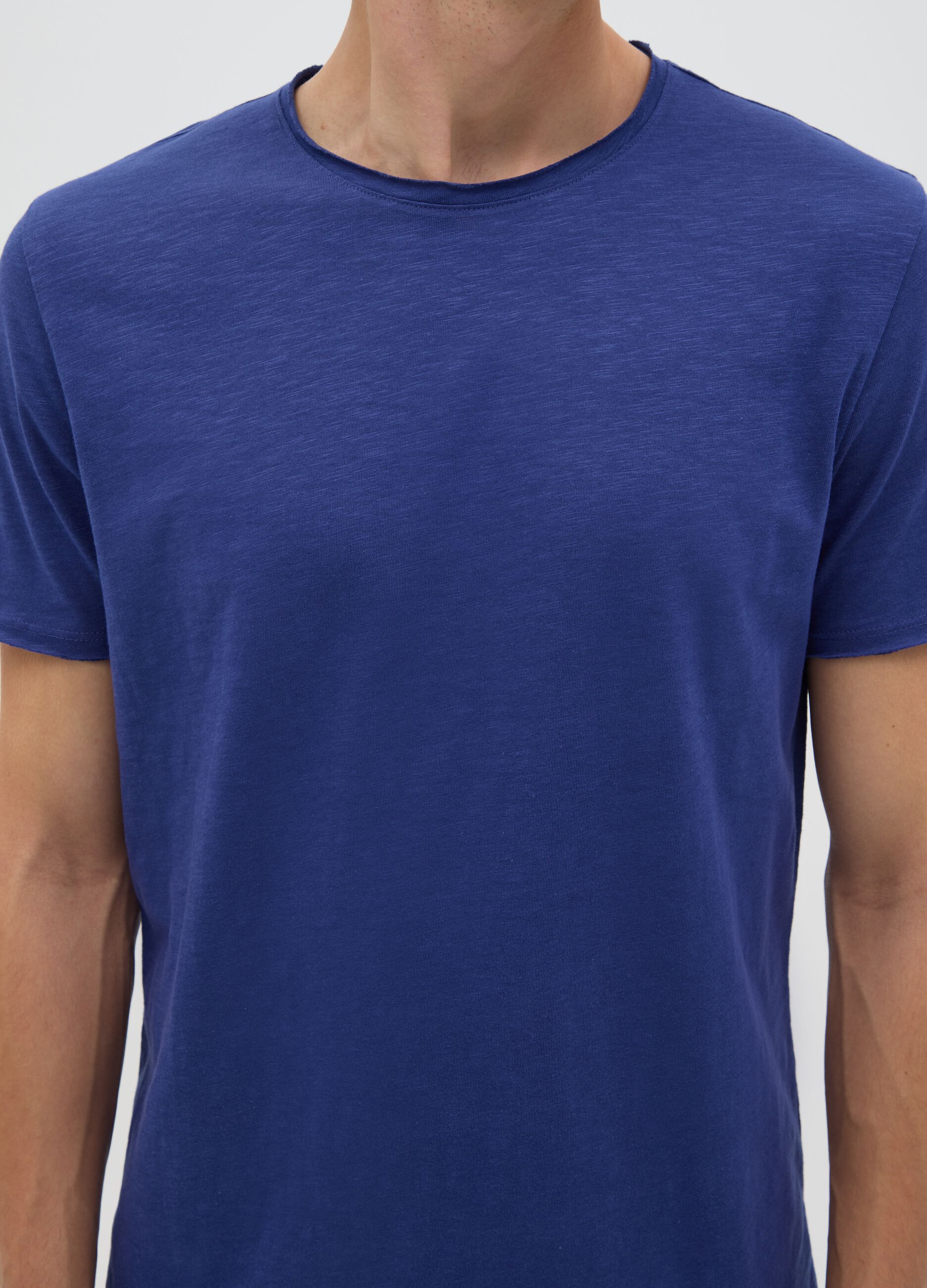 T-shirt da uomo in puro cotone blu regular fit