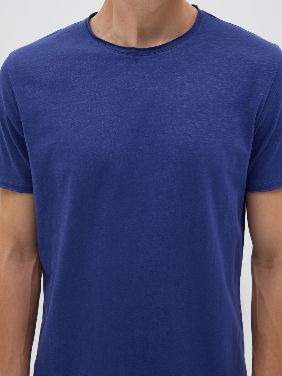 Men's Regular Fit Blue Pure Cotton T-Shirt_2