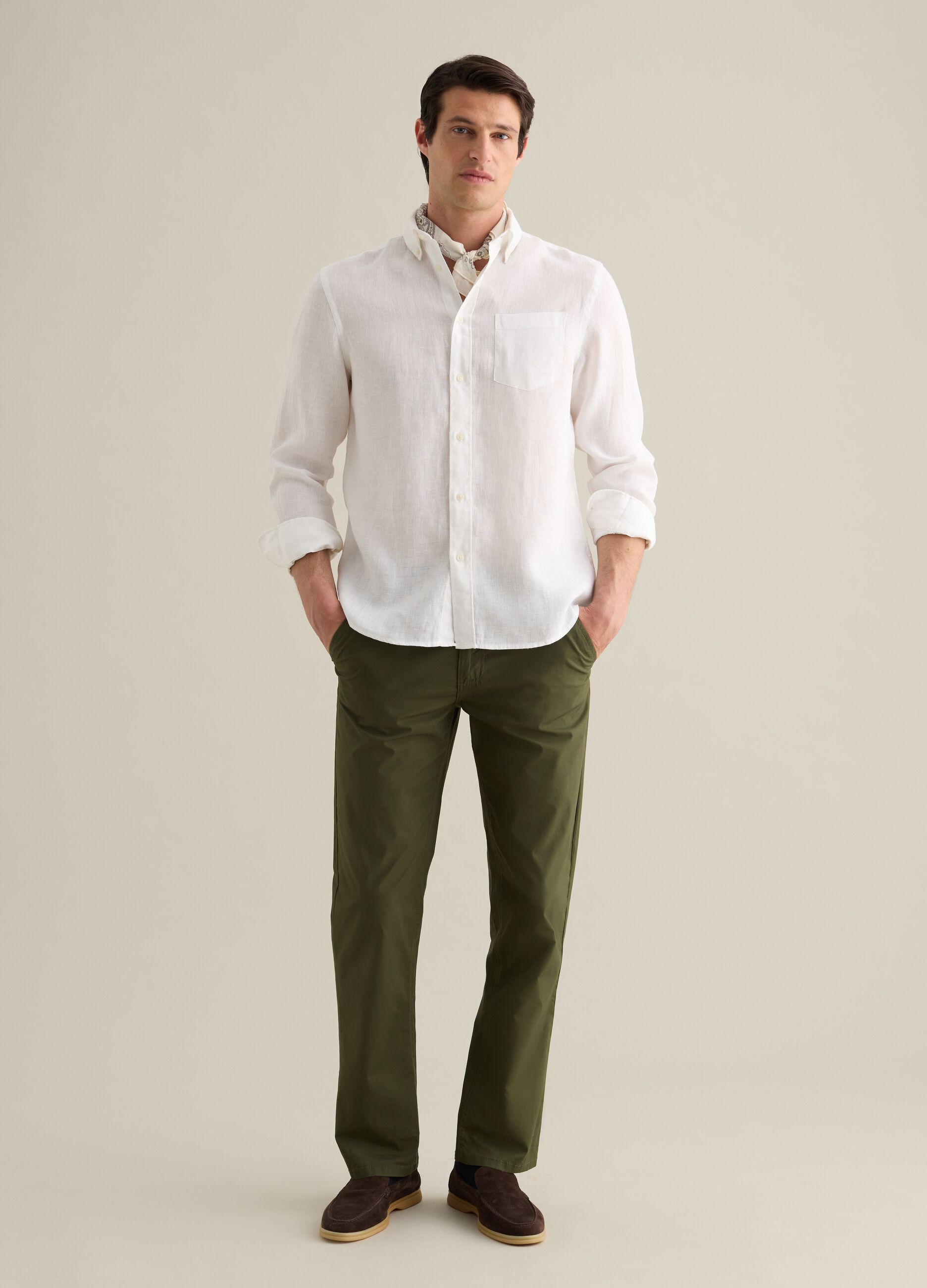 White Pure Linen Piombo Shirt
