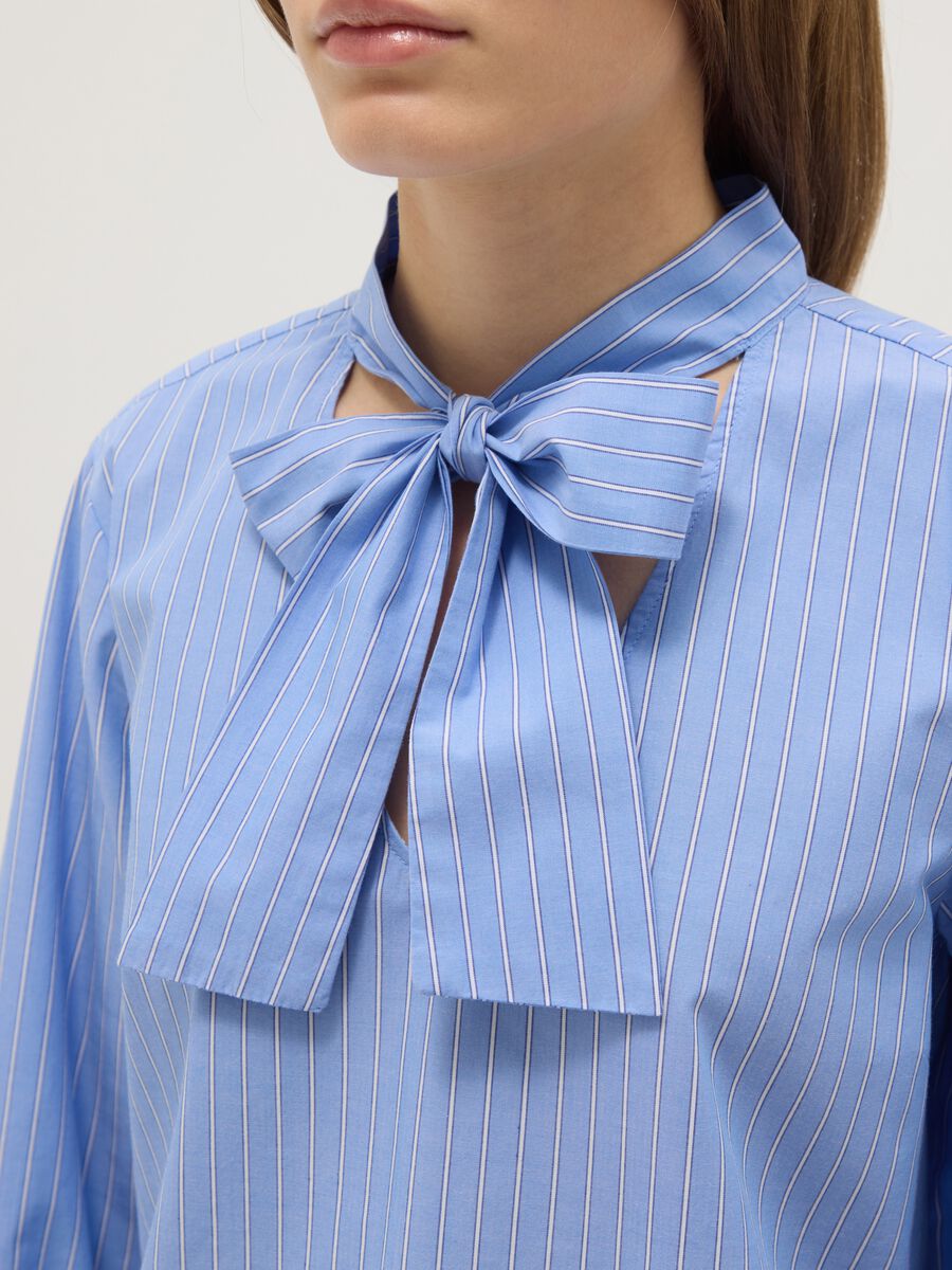 Multicolour striped shirt in pure cotton regular fit with band collar_3
