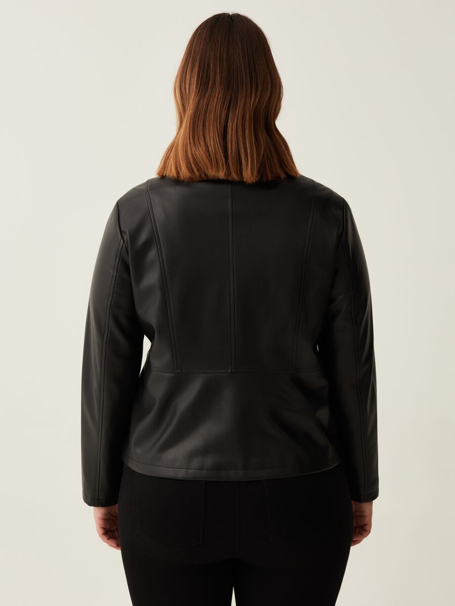 Giacca biker effetto lucido con zip Curvy_2