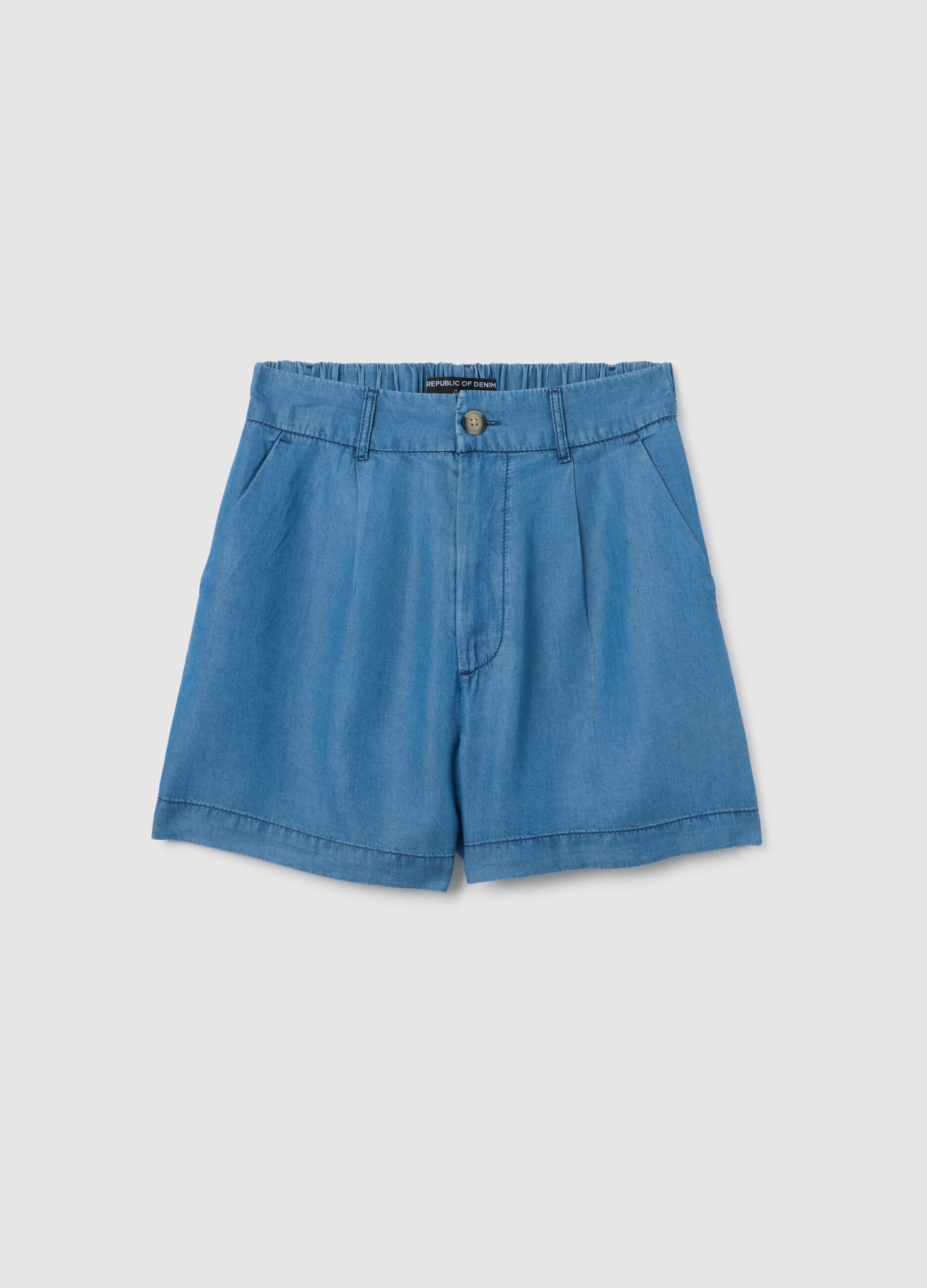 Shorts da donna in lyocell azzurro regular fit