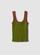 Green pure cotton ribbed tank top_4