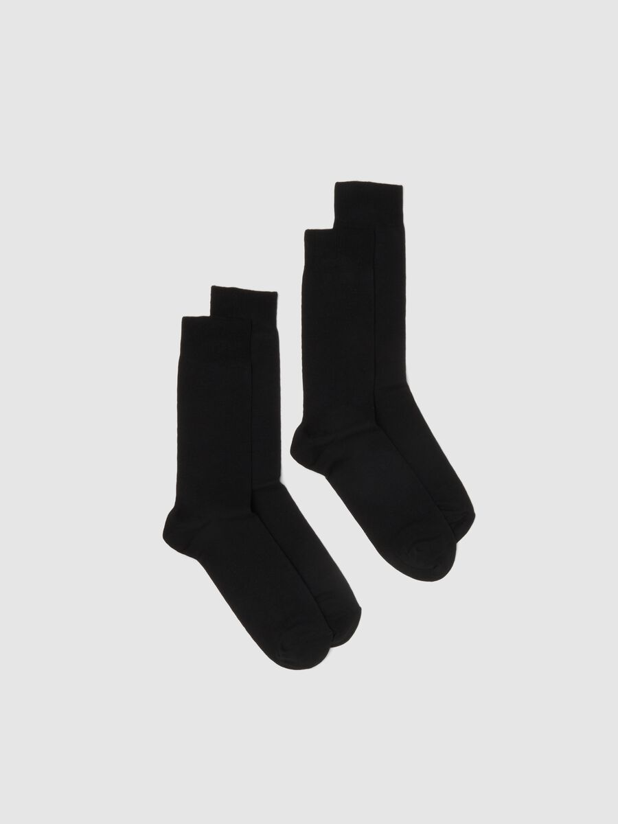 Two-pack of black short cotton blend socks regular fit_0