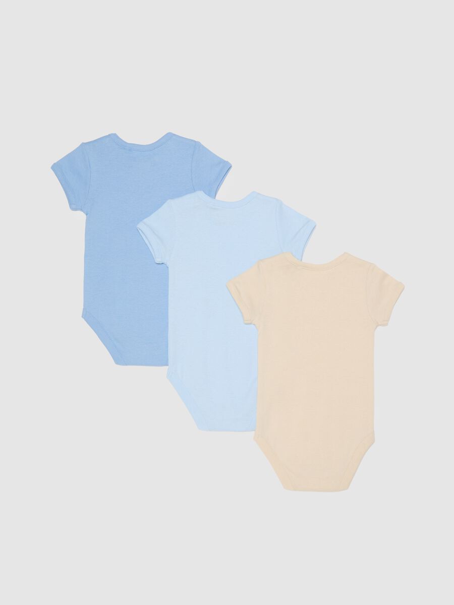Multicoloured baby bodysuit tripack in pure cotton_1