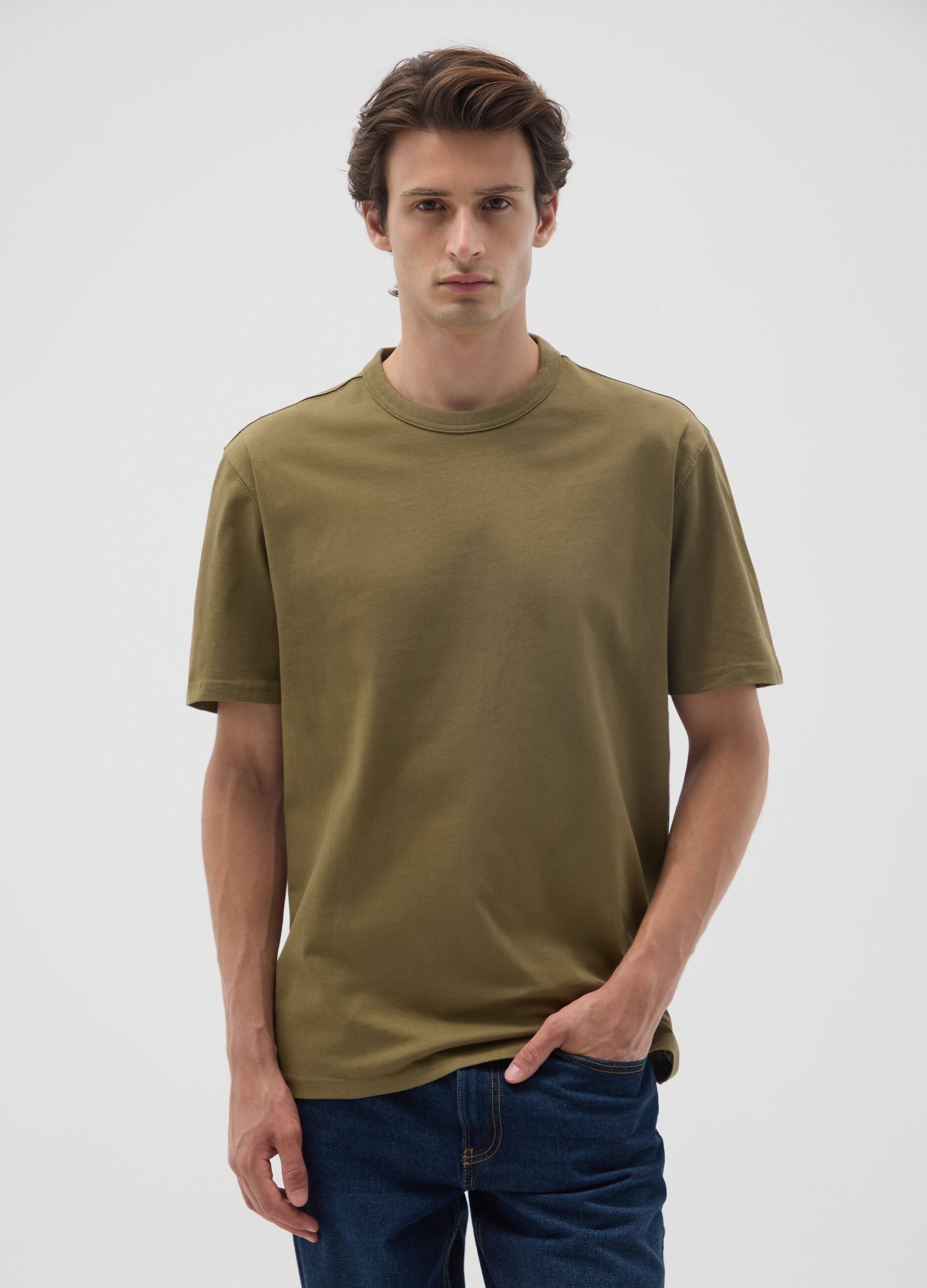 Brown pure cotton regular fit T-shirt