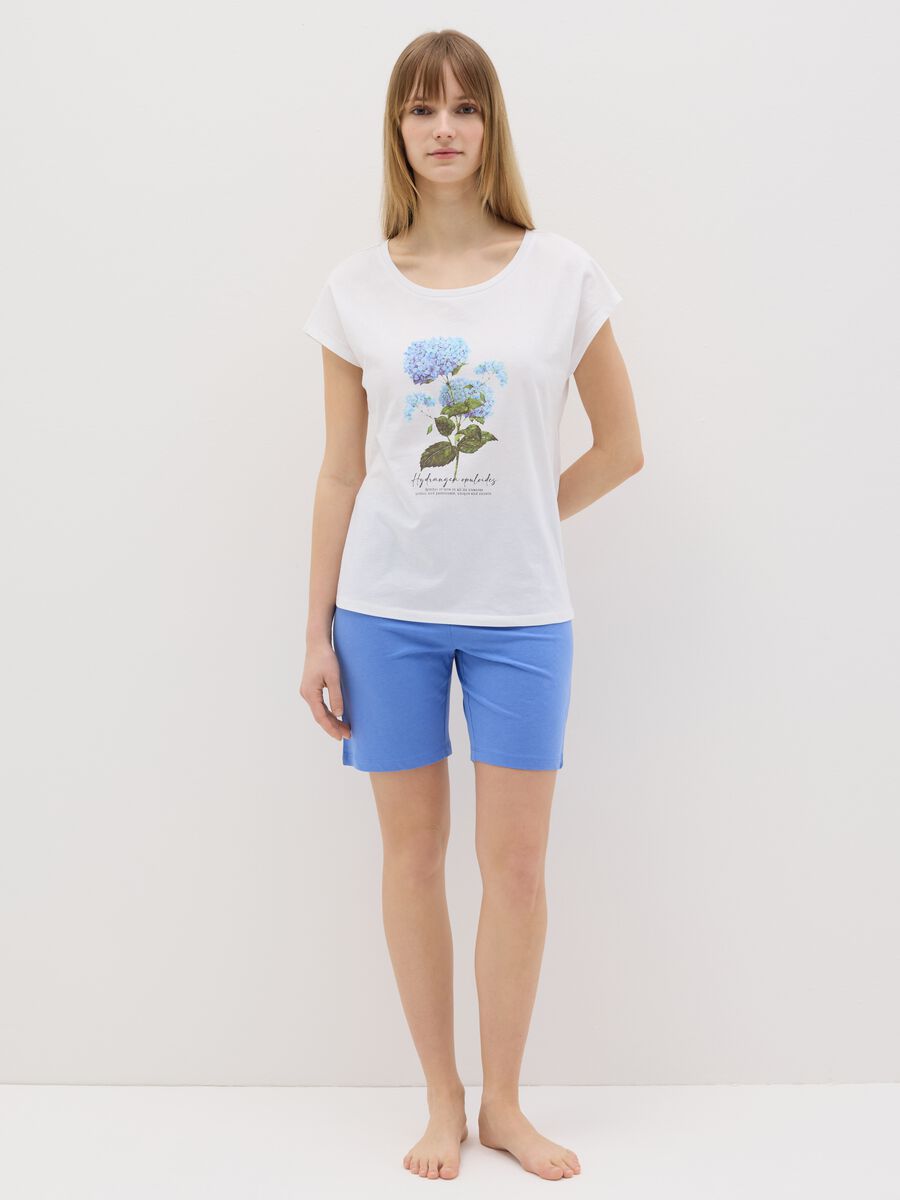 Short pyjamas with hydrangea print_0