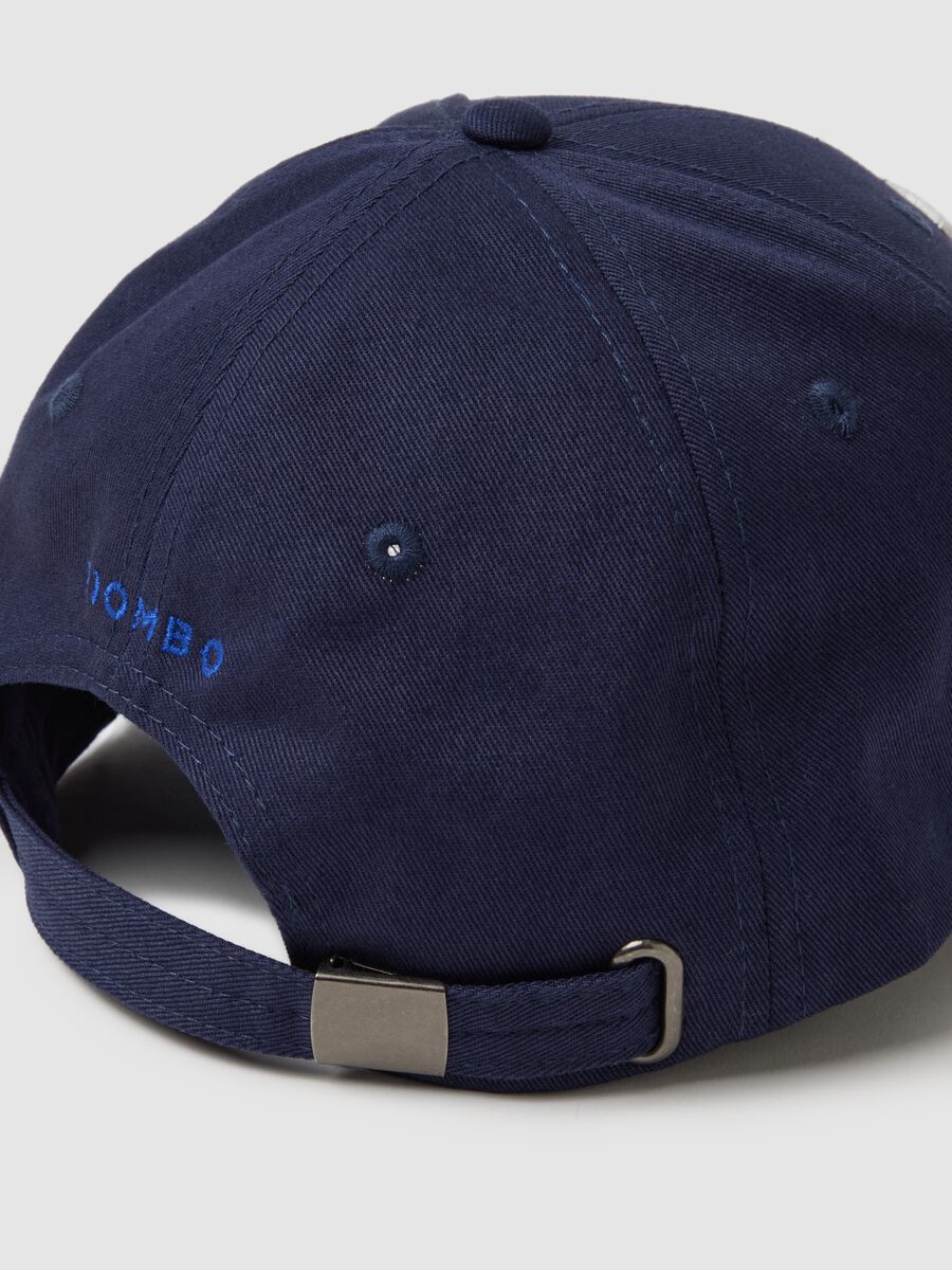 Blue Pure Cotton Cap with Adjustable Visor and Embroidered P_1