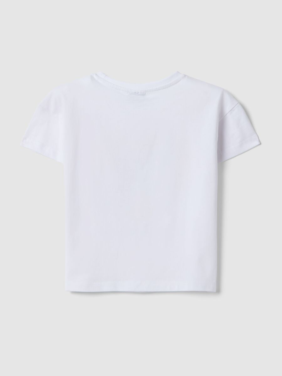 Girls' Stretch Cotton White T-shirt with Kuromi_1