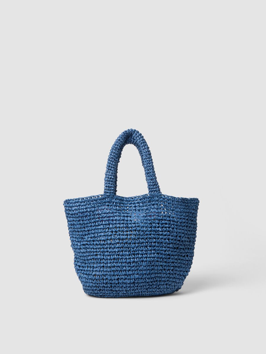 Borsa mare blu in puro tessuto carta intrecciato_1