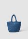 Blue beach bag in pure woven paper fabric_1