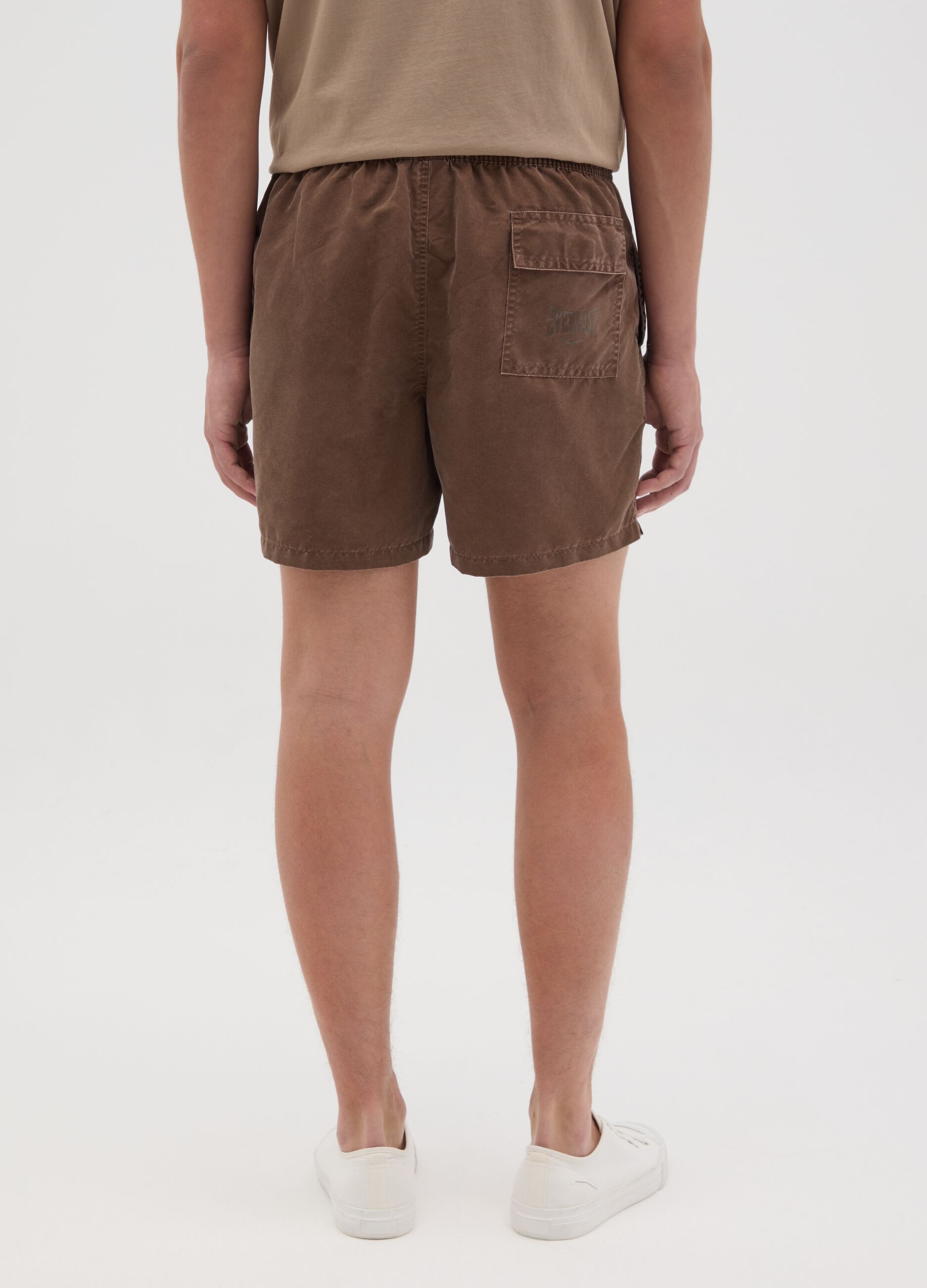 Costume boxer da bagno marrone stampa logo