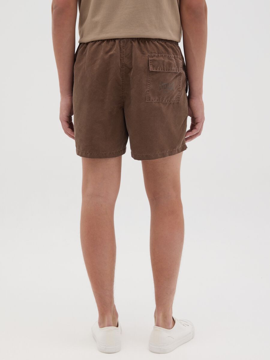 Brown swimming trunks with logo print_3