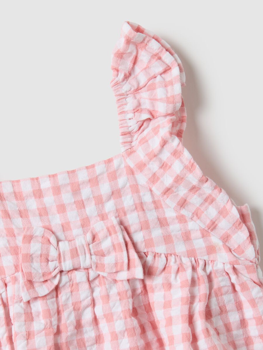 Vestito in puro cotone a quadri multicolor da neonata regular fit_2