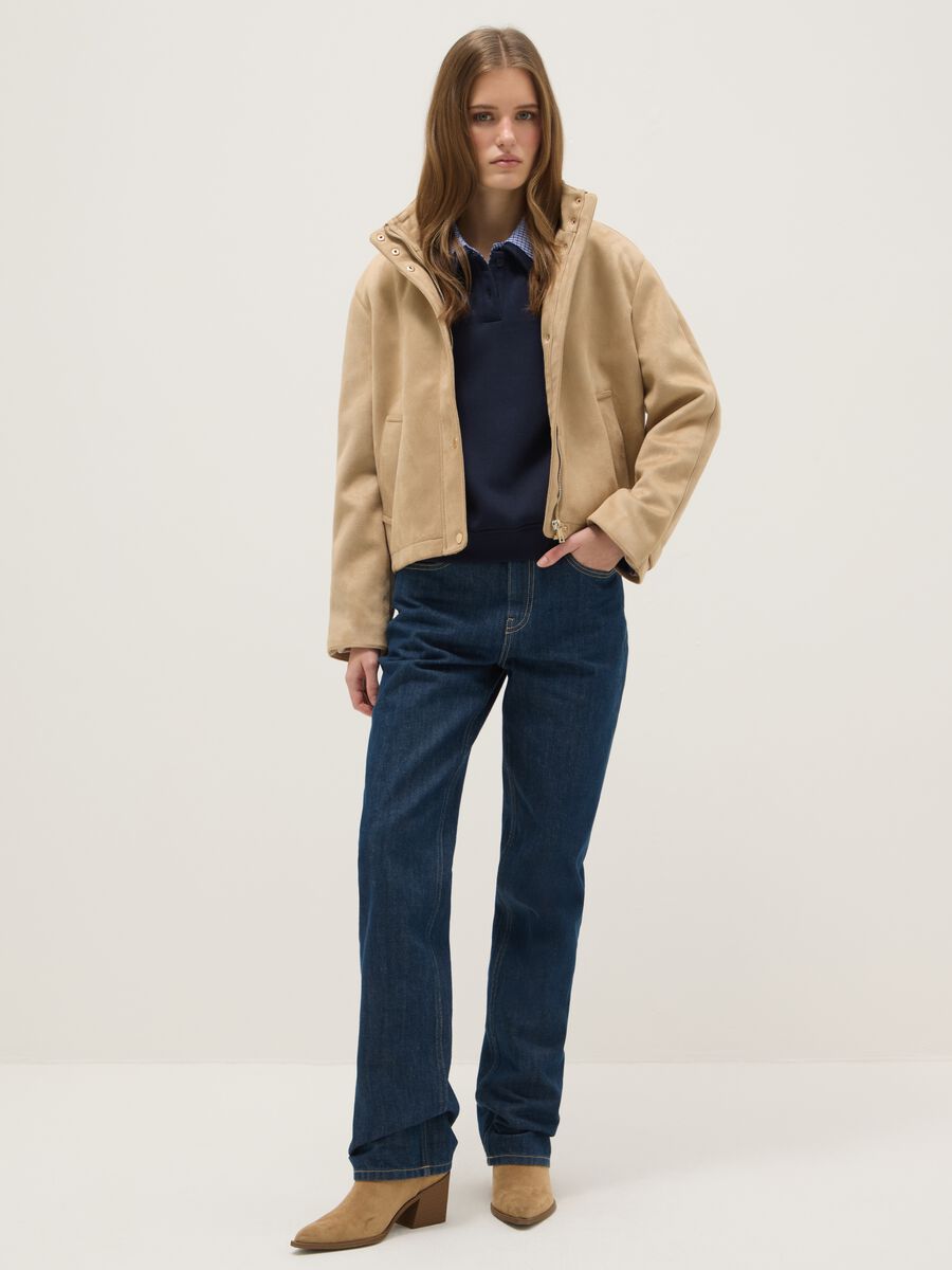 Regular fit beige jacket with full zip_1