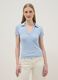Sky Blue Stretch Cotton Polo Regular Fit Deep V-Neck_2