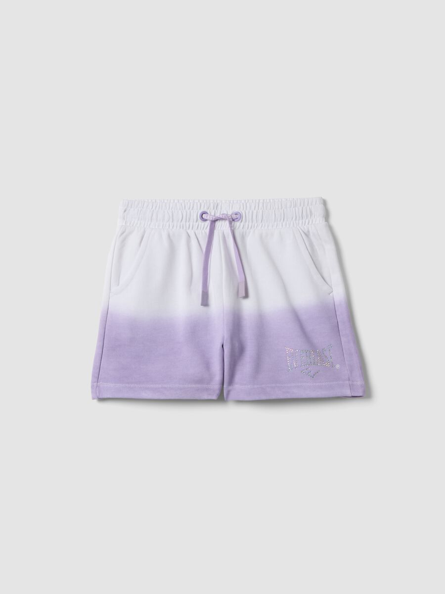 Purple cotton-blend shorts with elasticated waist for girls, regular fit_0
