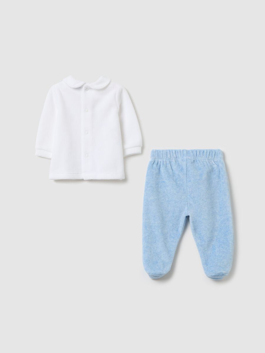 T-shirt and baby leggings set in velour with embroidery_1