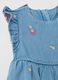 Tiered denim dress with flowers embroidery_2