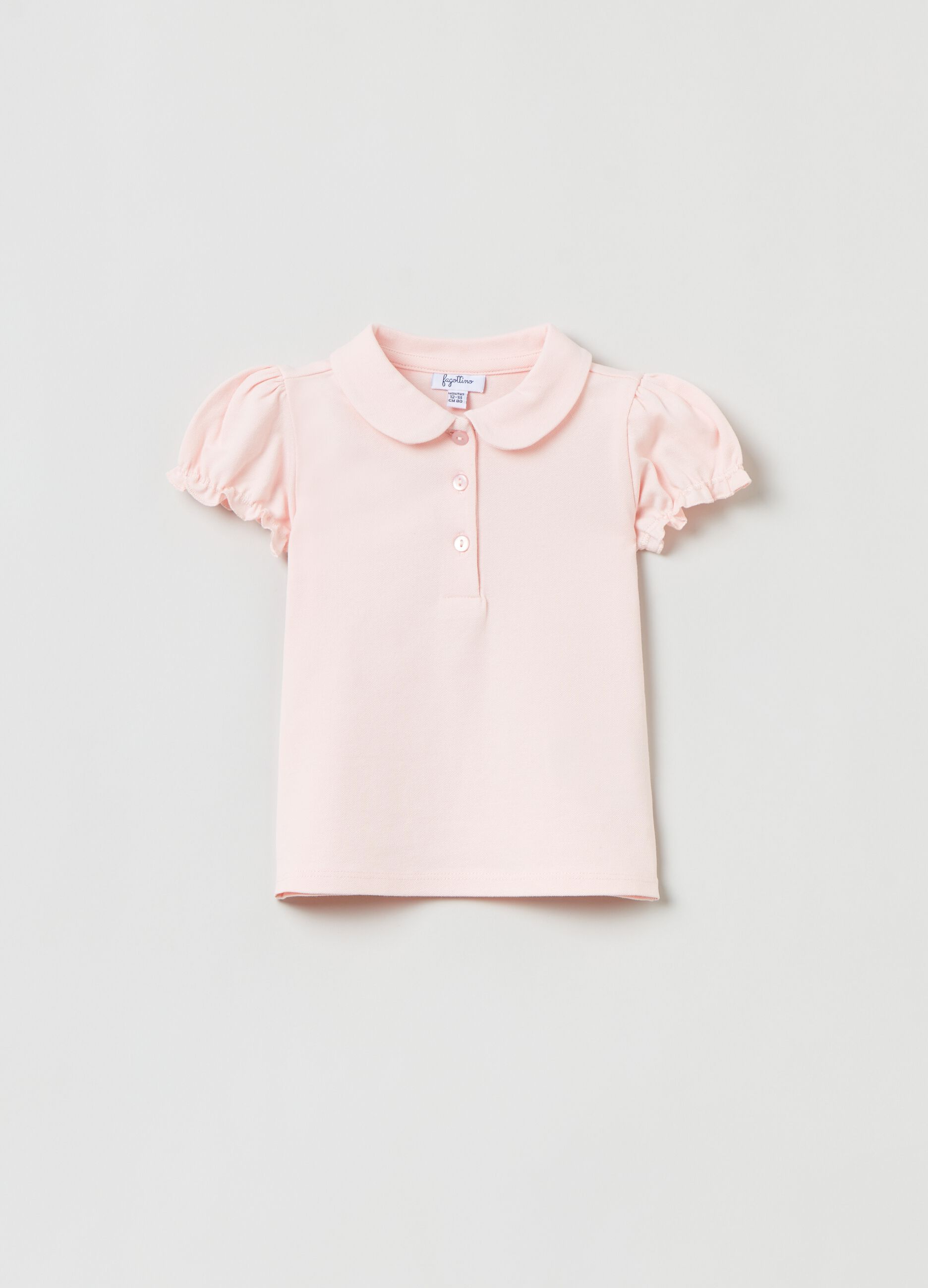 Pique polo shirt with puff sleeves