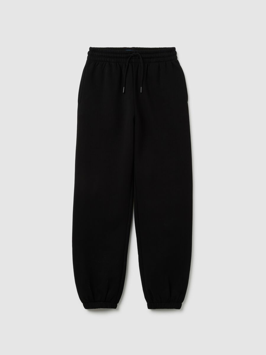 Black cotton blend regular fit trousers_4