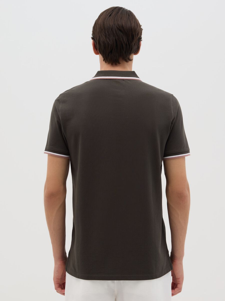 Brown short sleeve cotton polo_2