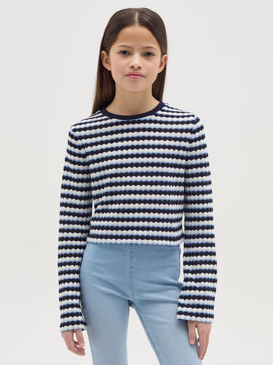 Long-sleeved jersey T-shirt with stripe design_0