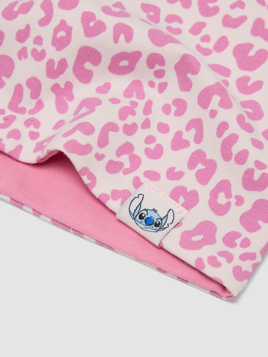 Sciarpa rosa in cotone elasticizzato con fantasia Lilo & Stitch per bambina_1