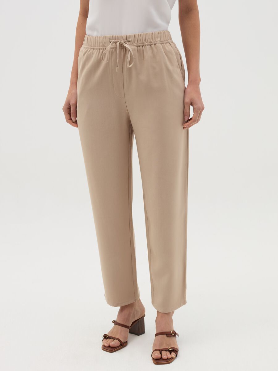 Viscose blend joggers with drawstring_1