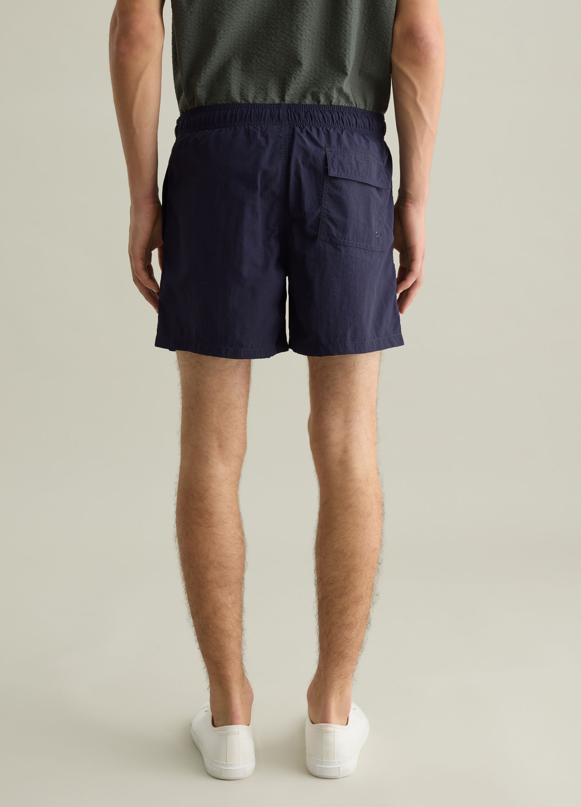 Men’s blue regular-fit swim boxers with elastic and drawstring