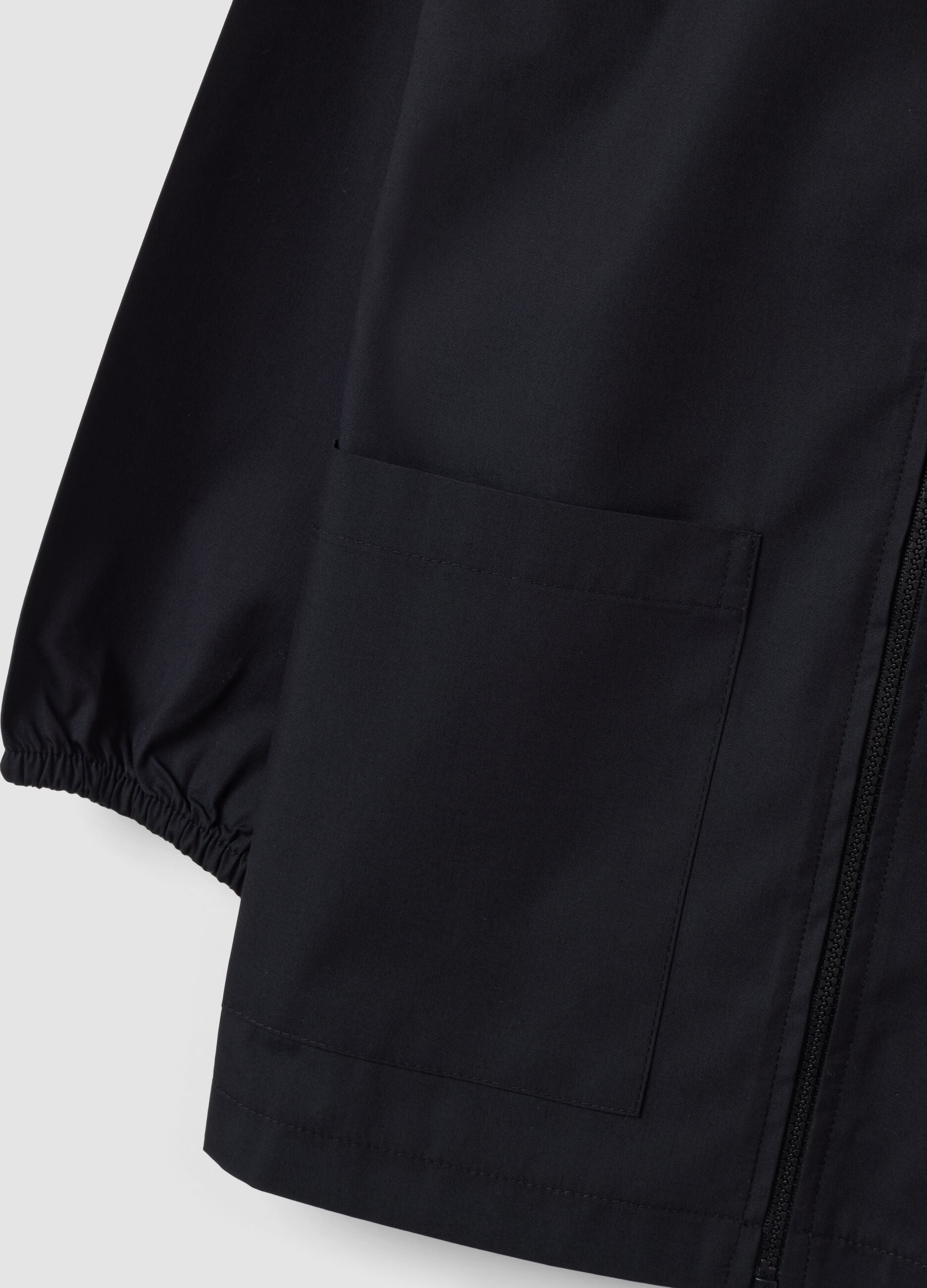 Black school apron with panda embroidery and white collar for boys
