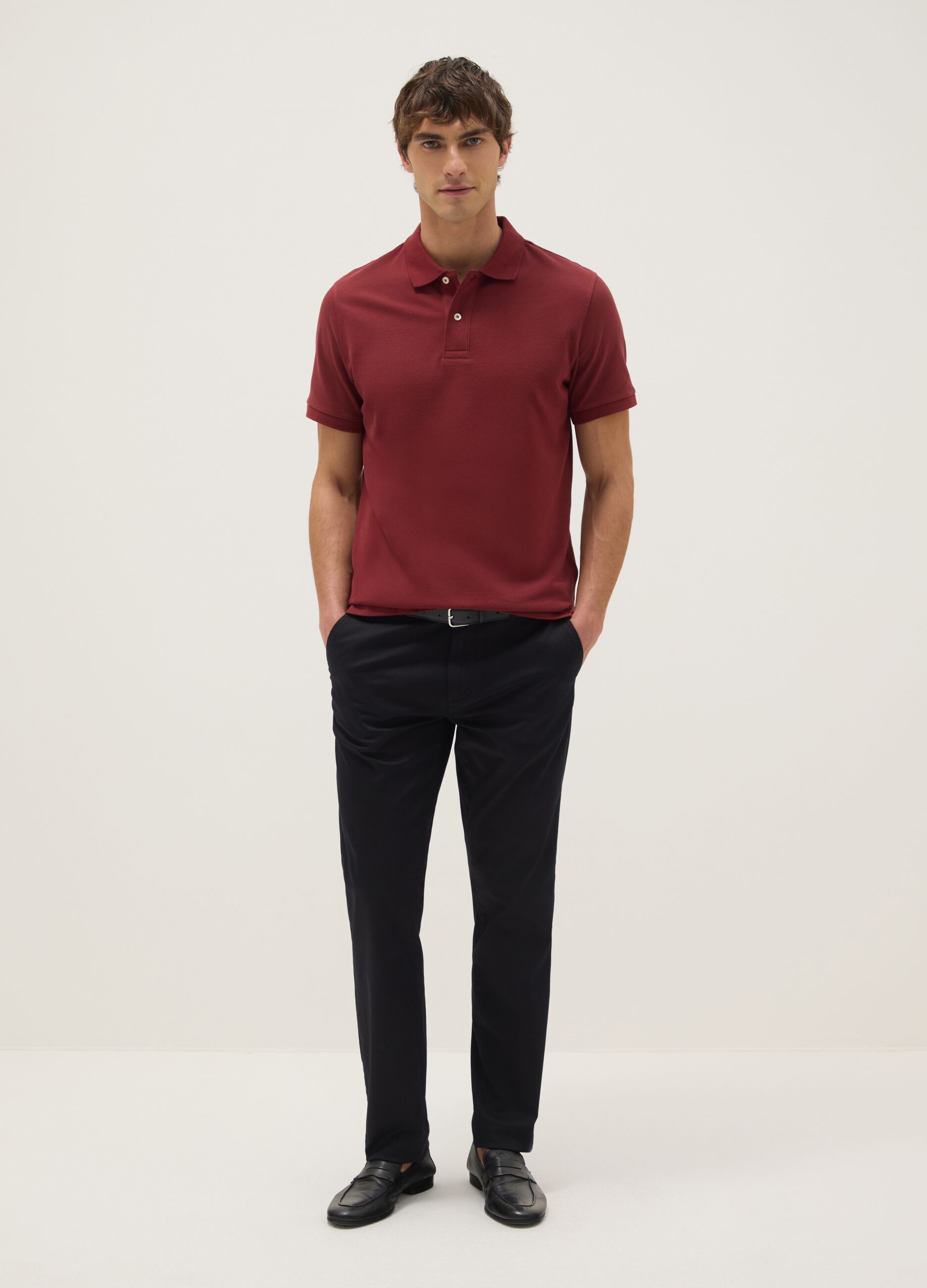 Red pure cotton polo shirt regular fit